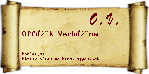 Offák Verbéna névjegykártya